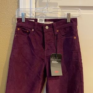 Levi’s Purple Corduroy Wedgie Straight Mom Jeans